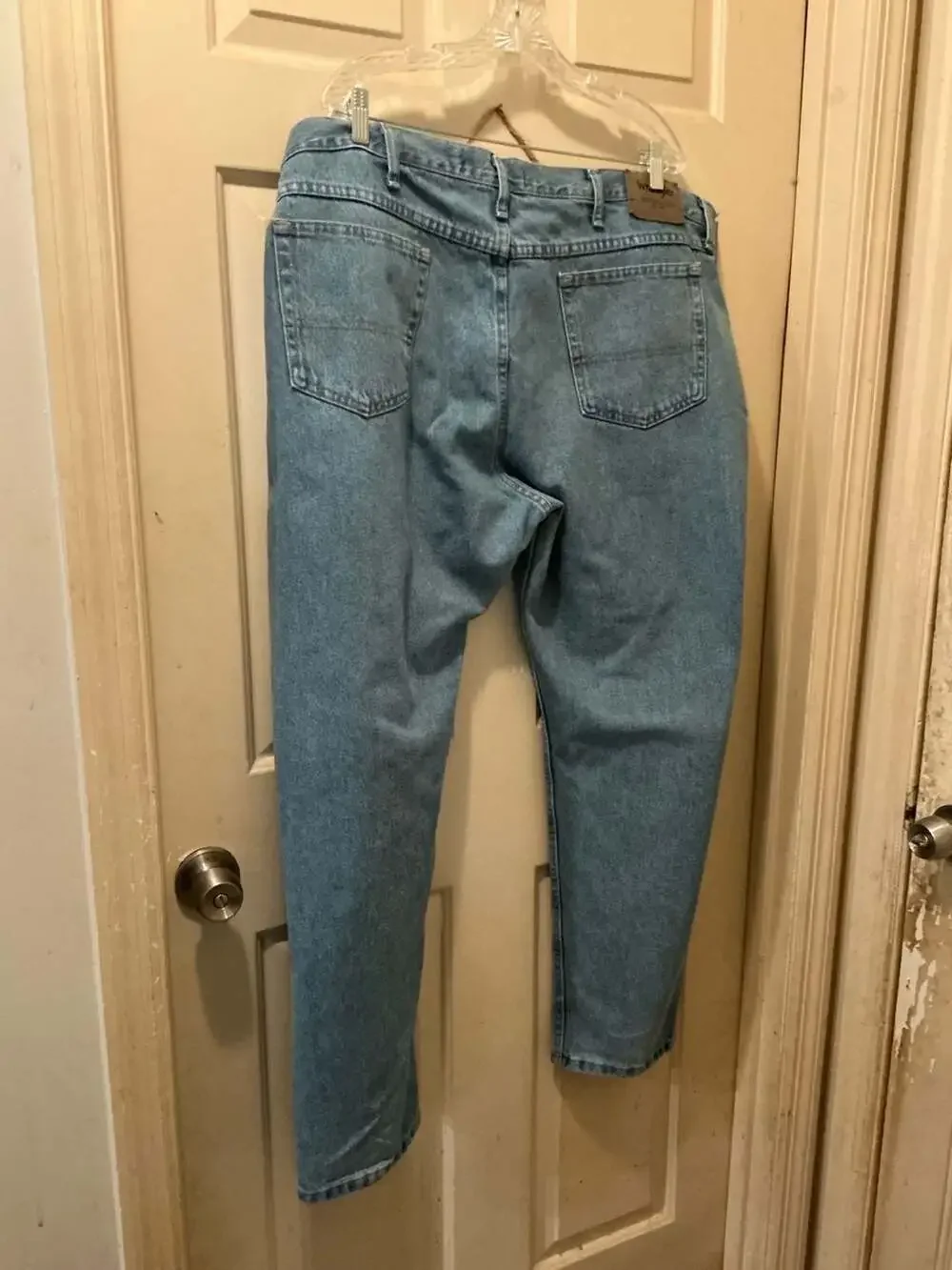 Wrangler Mens Stretch Straight Leg Regular Fit Blue Denim Jeans Size 40X30
